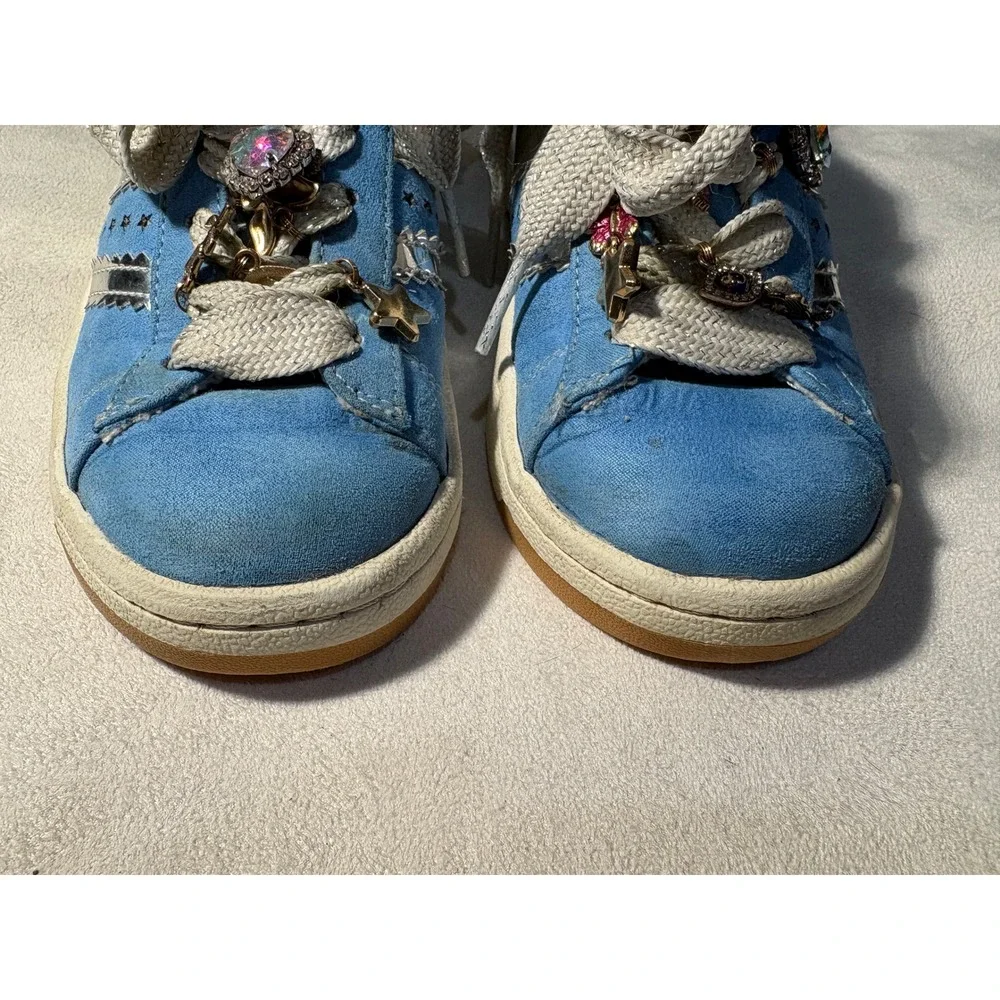 Steve Madden Sneakers Girls 13M Blue JTEAM Low Top Suede Charms Fleece Lined